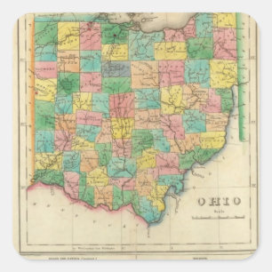 Karta av Ohio Fyrkantigt Klistermärke