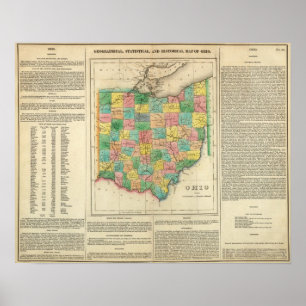Karta av Ohio Poster