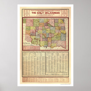 Karta av Oklahoma och det indiska territoriet 1905 Poster