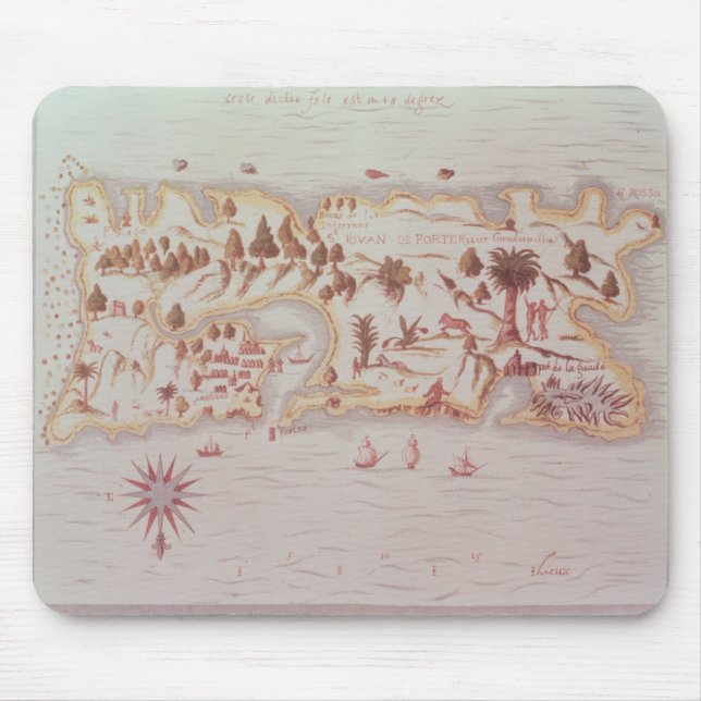 Karta av ön av Puerto Rico, 1599 Musmatta (Framsidan)