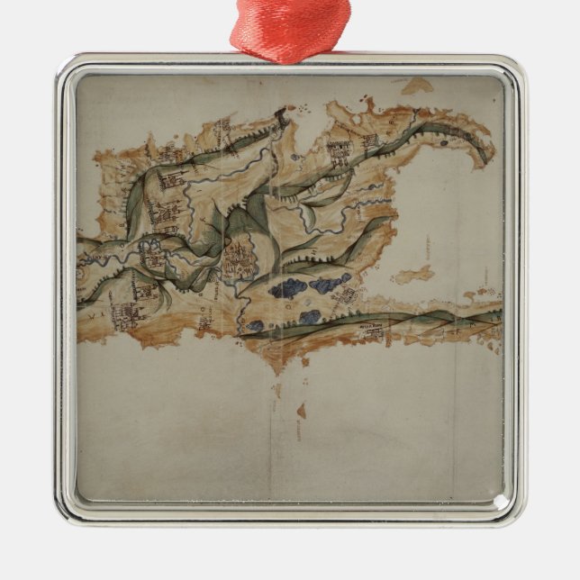 Karta av ön av Santo Domingo Julgransprydnad Metall (Framsidan)