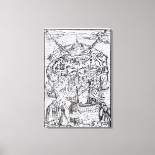 Karta av ön av Utopia, bokfrontispiece Canvastryck