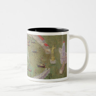 Karta av Ostia, från "Civitates Orbis Terrarum" Två-Tonad Mugg