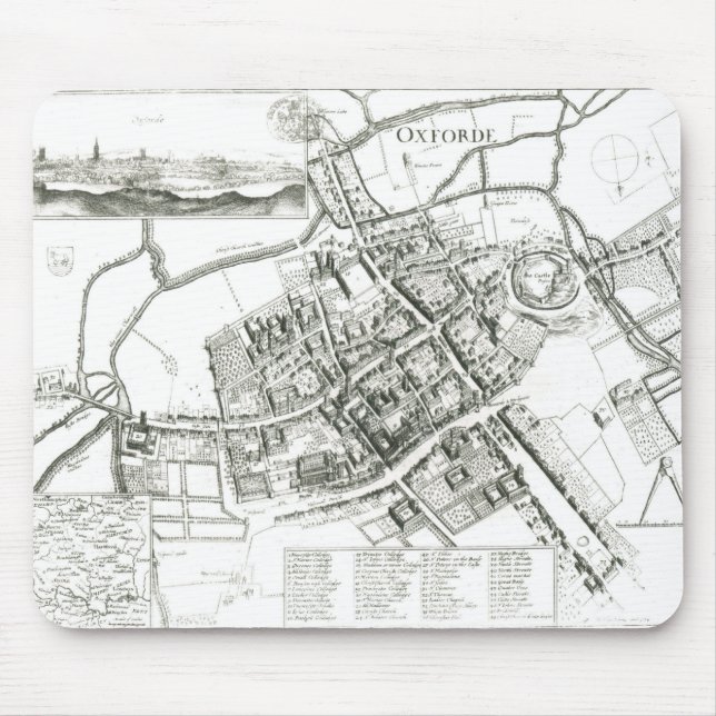 Karta av Oxford, 1643 Musmatta (Framsidan)