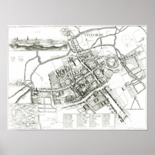 Karta av Oxford, 1643 Poster