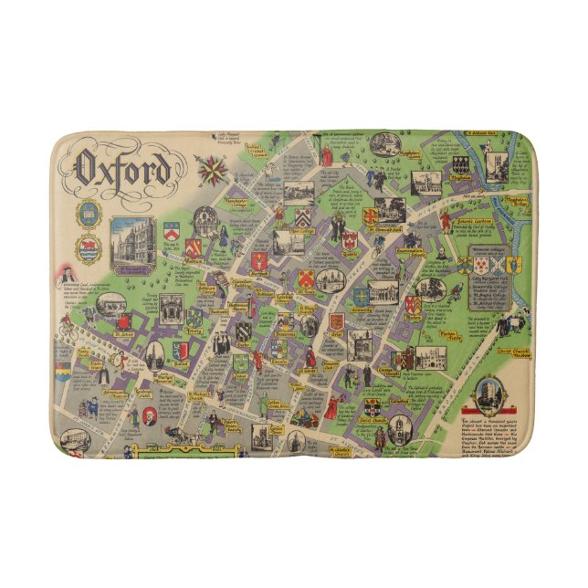 Karta av Oxford, England (brittiska järnvägar) Badrumsmatta (Framsidan)