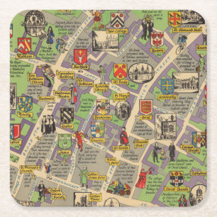 Karta av Oxford, England (brittiska järnvägar) Underlägg Papper Kvadrat