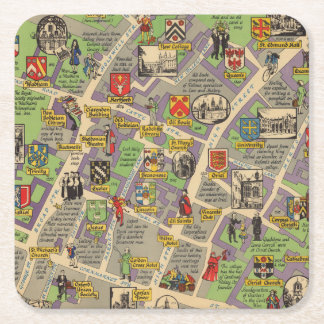 Karta av Oxford, England (brittiska järnvägar) Underlägg Papper Kvadrat