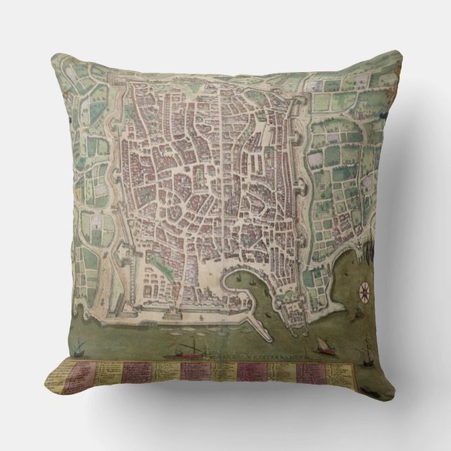 Karta av Palermo, från "Civitates Orbis Terrarum" Kudde (Framsida)