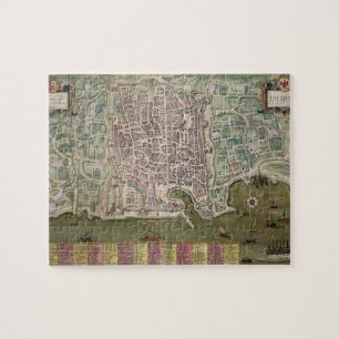 Karta av Palermo, från "Civitates Orbis Terrarum" Pussel
