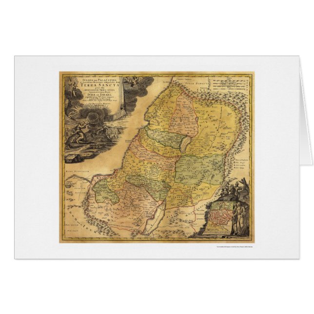 Karta av Palestina av Johann baptistiska Homann Hälsningskort (Framsidan Horizontal)
