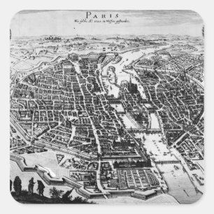 Karta av Paris, 1620 Fyrkantigt Klistermärke
