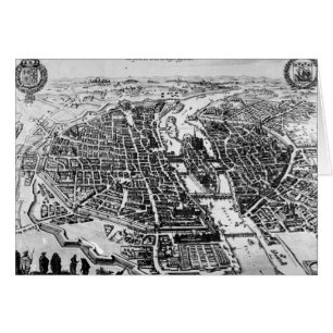Karta av Paris, 1620 Hälsningskort