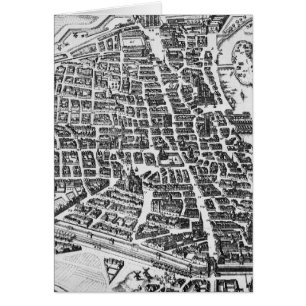 Karta av Paris, 1620 Hälsningskort