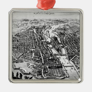 Karta av Paris, 1620 Julgransprydnad Metall