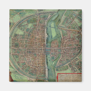Karta av Paris, från "Civitates Orbis Terrarum" Magnet