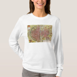 Karta av Paris från 'Civitates orbisterrarrum Tee Shirt