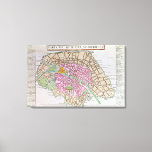 Karta av Paris, Juni 1800 Canvastryck
