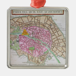 Karta av Paris, Juni 1800 Julgransprydnad Metall