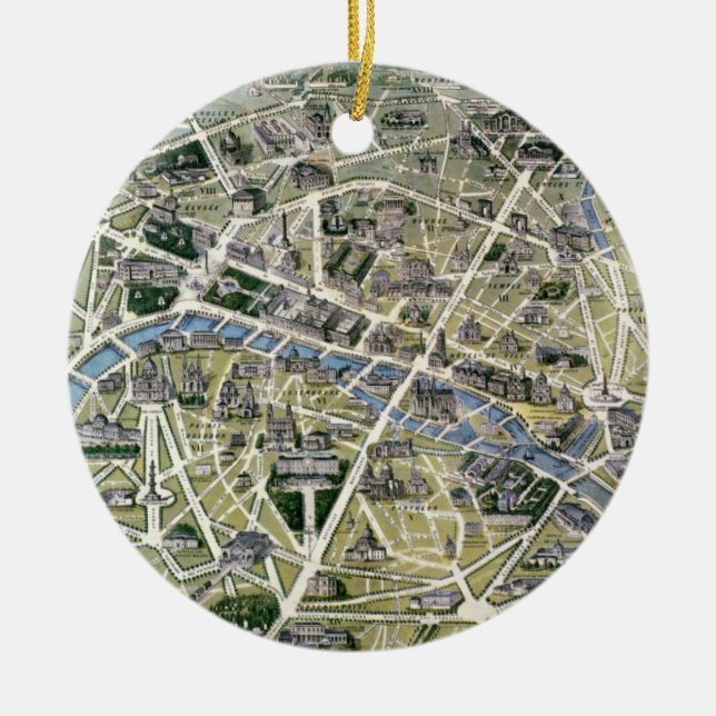 Karta av Paris under perioden av tusen dollar Julgransprydnad Keramik (Framsidan)