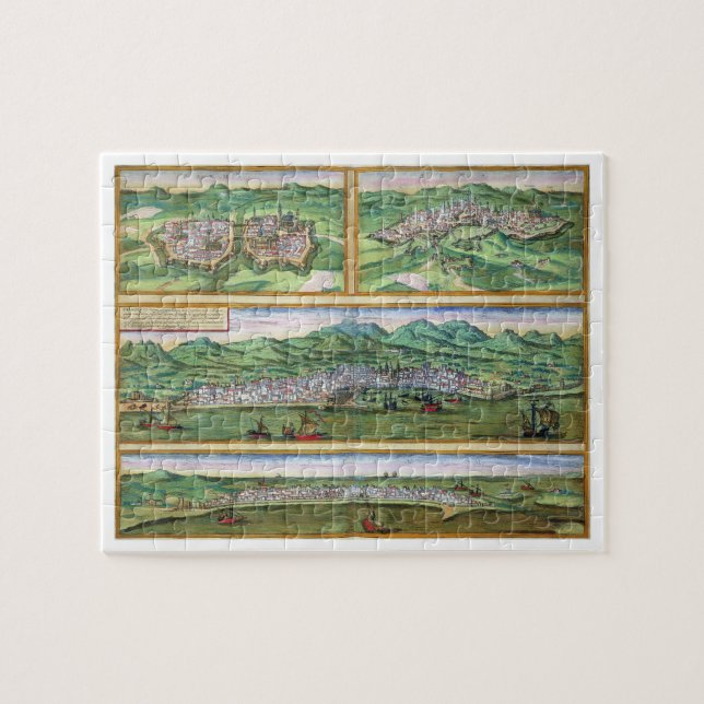 Karta av Parma, Siena, Palermo och Drepanum, från Pussel (Horisontell)