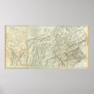 Karta av Pennsylvania Poster