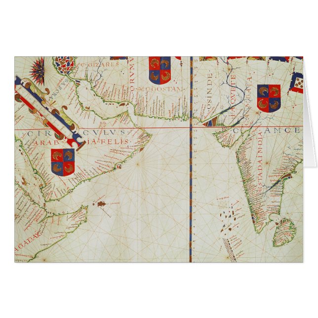 Karta av Persien, Arabien och Indien Hälsningskort (Framsidan Horizontal)