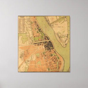 Karta av Phnom Penh, Cambodja (circa 1920) Canvastryck