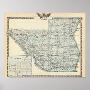 Karta av Pike County och Pittsfield Poster