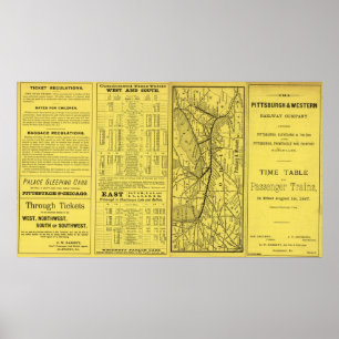 Karta av Pittsburgh och den westerna järnvägen Poster