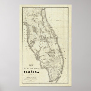 Karta av placera av krig i Florida Poster