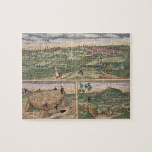 Karta av Poitiers, från "Civitates Orbis Terrarum Pussel