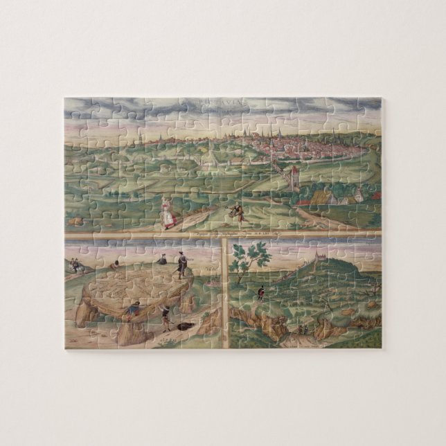Karta av Poitiers, från "Civitates Orbis Terrarum" Pussel (Horisontell)