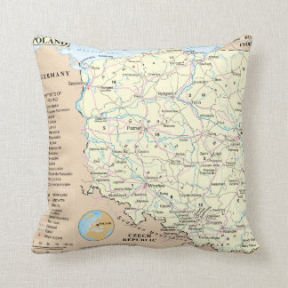 Karta av Polen MoJo dekorativ kudde 20" x 20",