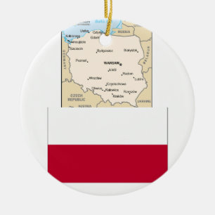 KARTA AV POLEN, POLSK FLAGGA JULGRANSPRYDNAD KERAMIK