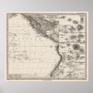 Karta av Polynesia Poster