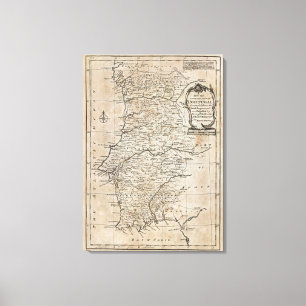 Karta av Portugal Canvastryck
