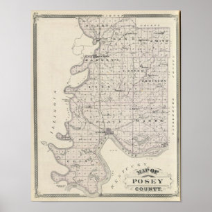 Karta av Posey County Poster