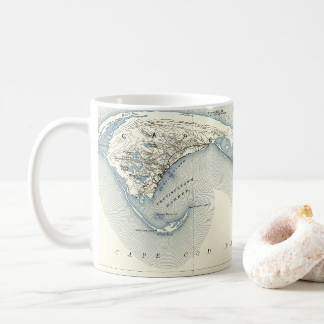 Karta av Provincetown uddtorsk Massachusetts Kaffemugg (Med munk)