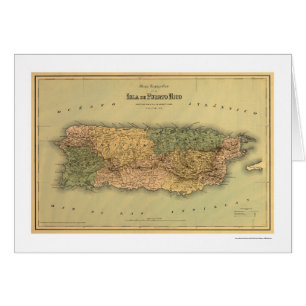 Karta av Puerto Rico vid Colton 1886 Hälsningskort