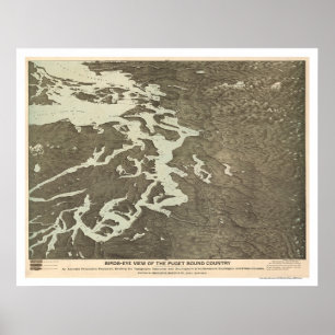 Karta av Puget solitt land i Washington 1891 Poster