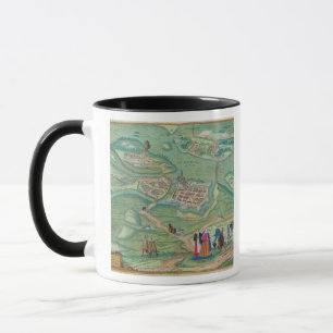 Karta av Raab, från "Civitates Orbis Terrarum" vi Mugg