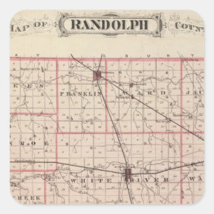 Karta av Randolph County Fyrkantigt Klistermärke