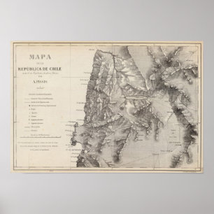 Karta av Republiken Chile 1 Poster