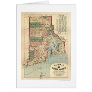 Karta av Rhode - ö & Providence kolonier 1880 Hälsningskort