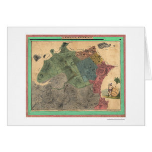 Karta av Rio de Janeiro vid Michellerie 1831 Hälsningskort