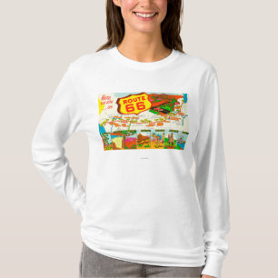 Karta av rutt 66 från Los Angeles till Chicago Tee Shirt