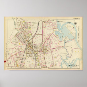 Karta av Rye, New York Poster