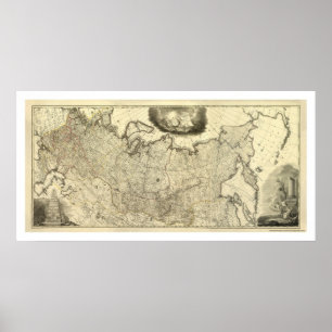 Karta av Ryssland 1786 Poster