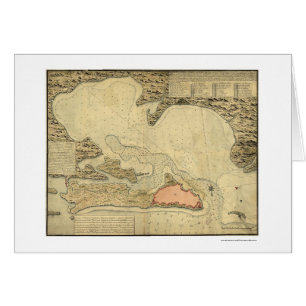 Karta av San Juan, Puerto Rico 1785 Hälsningskort